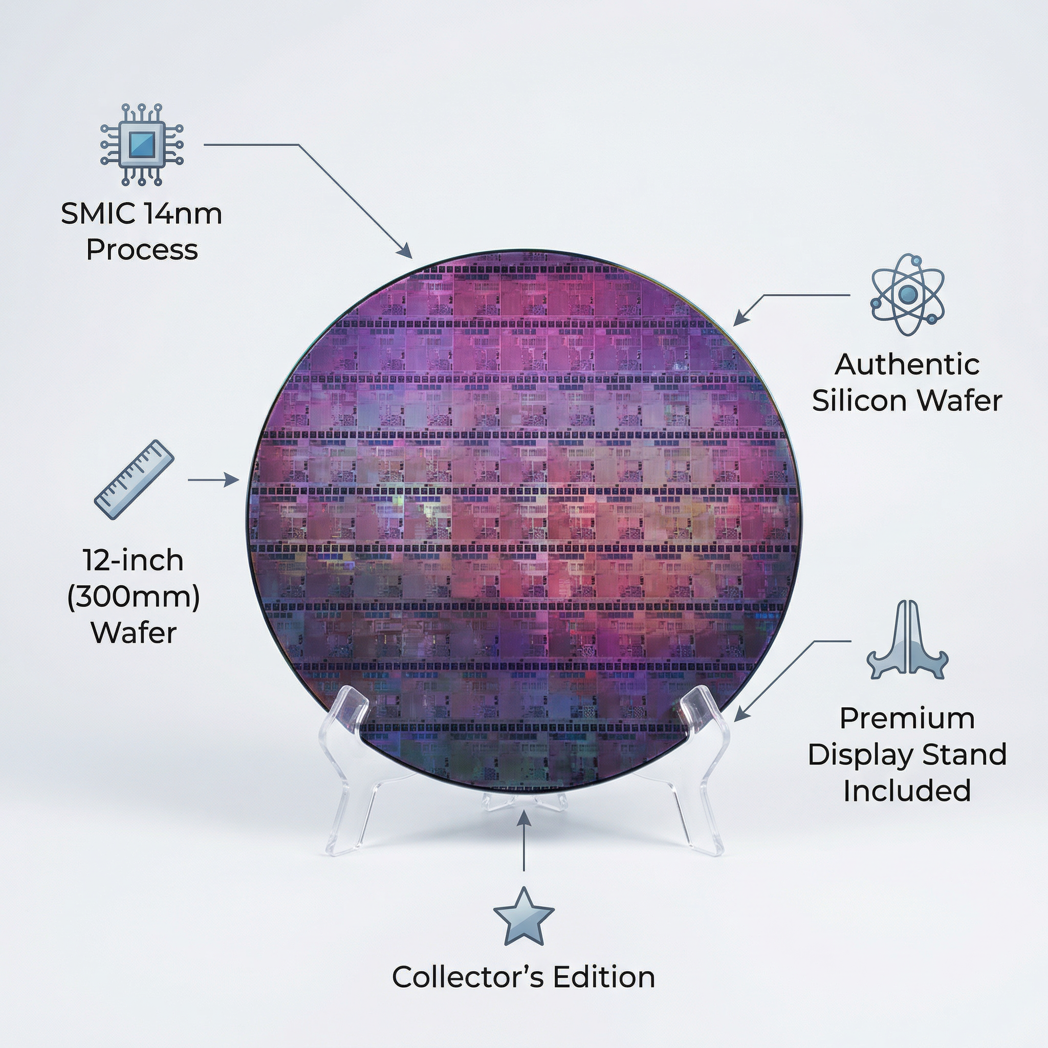 Genuine 12/14-inch Silicon Wafer — Engineering Sample (Display Only)