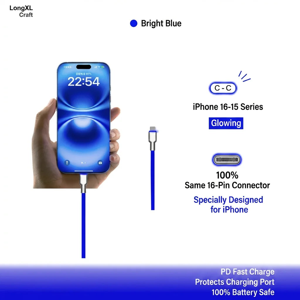 240W USB-C Cable - Bright Blue Color Card