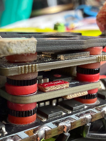 M3 stack nut installed in compact FPV frame ESC FC stack, 20mm standoff